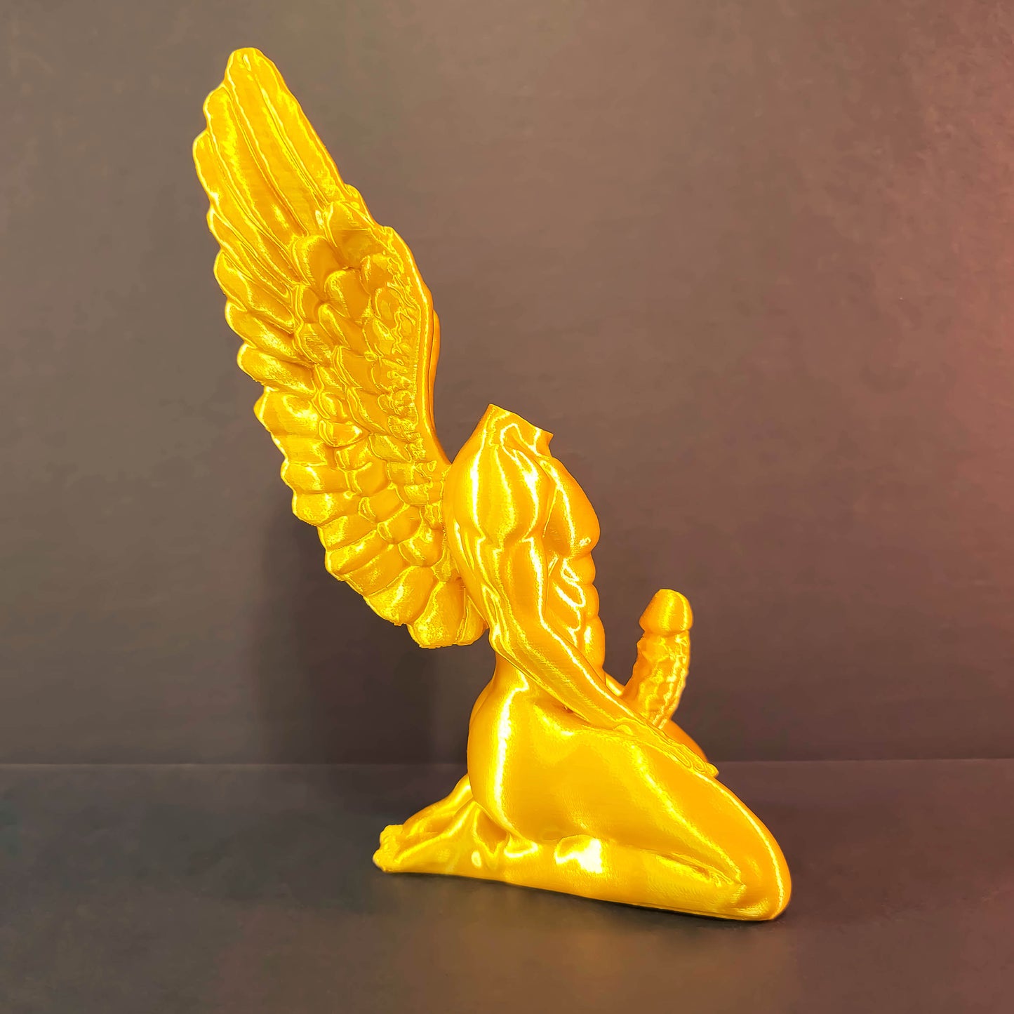 Wing Man Ring Holder Figure Art in Shiny Silk Colors | Unique Gifts, Valentines Gift, Bachelorette Party Favor, Homoerotic Romance Present, Gay Wedding Ring Holder, Angel Figurine