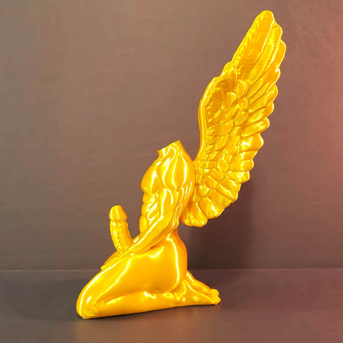 Wing Man Ring Holder Figure Art in Shiny Silk Colors | Unique Gifts, Valentines Gift, Bachelorette Party Favor, Homoerotic Romance Present, Gay Wedding Ring Holder, Angel Figurine