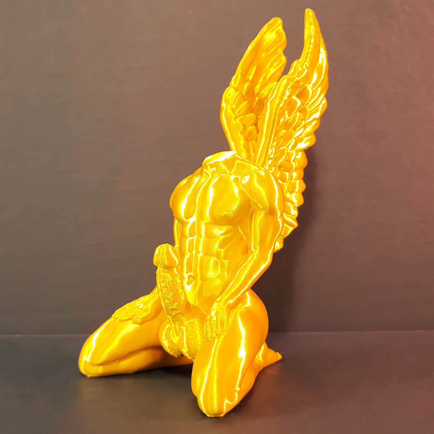 Wing Man Ring Holder Figure Art in Shiny Silk Colors | Unique Gifts, Valentines Gift, Bachelorette Party Favor, Homoerotic Romance Present, Gay Wedding Ring Holder, Angel Figurine